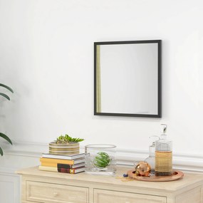 HOMCOM OGLINDĂ MURALĂ PĂTRATĂ 50 x 50 cm, cadru din lemn negru, ideală pentru baie, living sau dormitor | Aosom Romania