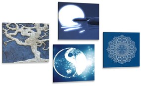 Set tablouri Feng Shui în design albastru