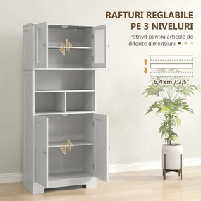 HOMCOM Dulap de Bucătărie cu 2 Dulapuri, 3 Compartimente și Rafturi Reglabile Alb | Aosom Romania