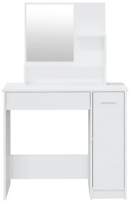 Masa de toaleta cu oglinda, alb extralucios, 86,5x35x136 cm Alb foarte lucios