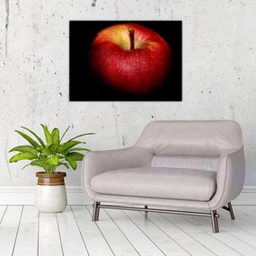 Tablou pe sticlă cu măr pe fundal negru (70x50 cm)