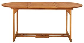 Set de masa pentru gradina, 7 piese, lemn masiv de acacia Maro, Lungime masa 180 cm, Fara cotiera, 7