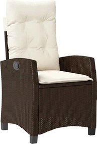 vidaXL Scaun de grădină rabatabil cu perne, maro, poliratan