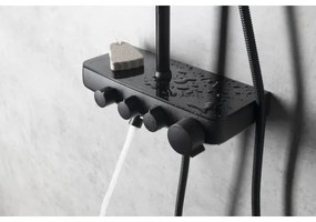 Set de duș cu baterie și baterie mini suplimentară Aqualine FARRAO negru mat