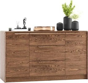 Comodă lemn masiv Bordo 3 sertare 2 usi, 140 × 48 × 84 cm