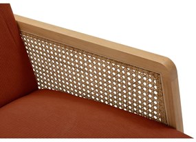 Fotoliu cărămiziu țesut cu tapițerie din catifea reiată Debra – Marckeric