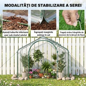 Outsunny Sera Cabina Portabila 6' x 3' x 6', Folie PE, Sera de Gradina cu Cadru de Otel, Usa cu Fermoar, Aerisire Superioara, pentru Flori, Legume, Puieti, Plante Tropicale, Verde | Aosom Romania