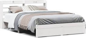 vidaXL Cadru de pat cu tăblie fără saltea, alb, 160x200 cm