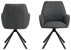 Set de scaune de sufragerie gri închis cu cotiere 2 buc. tapițat Glenda – Actona