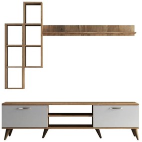 Set mobilier TV alb/cu aspect de lemn de pin 180x48 cm Veronica - Kalune Design
