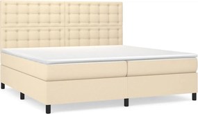 vidaXL Pat box spring cu saltea, crem, 200x200 cm, textil
