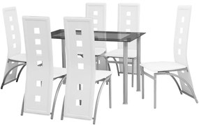 Set masa si scaune de bucatarie, 7 piese, alb Alb, 7
