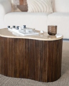Masuta de cafea din lemn de mango si travertin Mari 70x47x38 cm