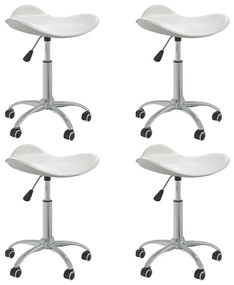 3088535 vidaXL Scaune de bucătărie pivotante, 4 buc., alb, piele ecologică