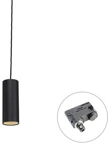 Lampă suspendată de design neagră cu adaptor de șină trifazat - Tubo