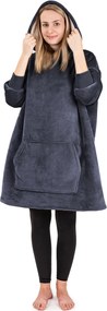 Hanorac din micropluș și imitație de blăniță 4Home Antracit, uni M – pentru femei