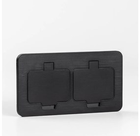 Priză dublă încastrabilă de podea de exterior Solight 5B323B IP55 negru dreptunghiular