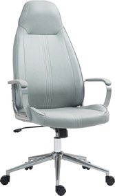 HOMCOM Fotoliu birou fauteuil de birou înălțime reglabilă funcție de balans cu rotile pivotante 68 x 65 x 119-128,5 cm gri | Aosom Romania