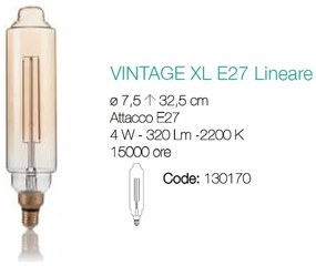 Bec de dimensiuni mari, cu filament LED VINTAGE XL E27 4W LINEARE 130170
