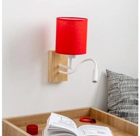 Lampă LED de perete Brilagi NUBILA WOOD 1xE27/25W/230V + LED/3W stejar/roșu