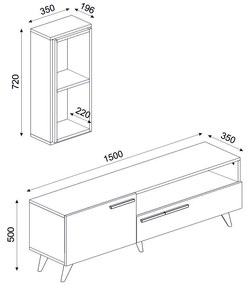 Mobilier living Sepada 2 (stejar zafir + alb) . 1095594