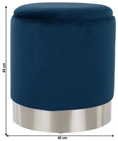 Taburet, catifea albastru Velvet/crom argintiu, DARON