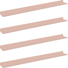 vidaXL Raft suspendat Pe perete 4 pcs Roz 80 x 9 x 2,5 cm Oțel