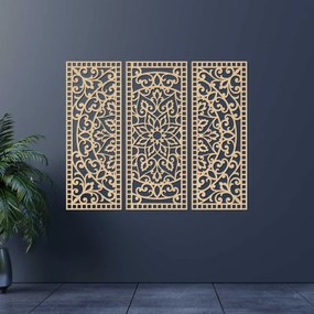SENTOP | Mandala florală din lemn – decorațiune de perete boho din 3 piese | TRIPTYCH