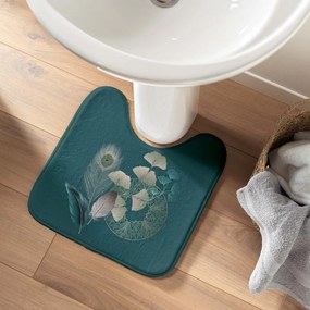 Covoraș de baie turcoaz pentru WC 45x45 cm Ginkoblue – douceur d'intérieur