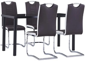 vidaXL Set mobilier de bucătărie, 5 piese, maro, piele ecologică