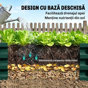 Outsunny Pat de Gradina Galvanizat Inaltat pentru Cultivare Legume Flori Plante Aromatice Cutie de Plantare Metalica Verde 120x90x30cm | Aosom Romania