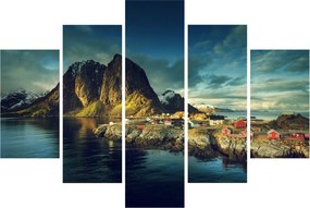 Tablou cu sat de pescari din Norvegia (150x105 cm)