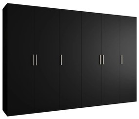 Dulap de haine 300 cm Borry 1 (Negru + Argintiu). 1125795
