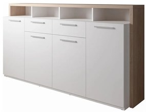 Comodă LEBY, Stejar Sonoma/Alb