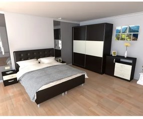 Dormitor Milano cu Pat Tapitat Wenge 140x200 cm