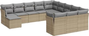 vidaXL Set canapele de grădină cu perne, 12 piese, bej, poliratan