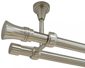 Galerie dubla capri fara inele prindere tavan 19/19 mm inox (Alege marime: 200 cm)