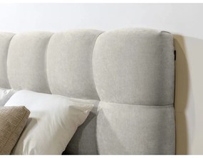 Pat matrimonial gri deschis tapițat cu somieră 180x200 cm Kumo – Bobochic Paris