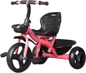 Tricicleta copii 2-6 ani cu sezut reglabil, NBW, roti sport din spuma EVA si cosuri de depozitare, Roz