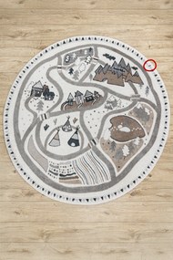 Covor FUN Land pentru copii, satul, străzi, cerc - cremă - SECUNDAR-COTATI PRODUSUL