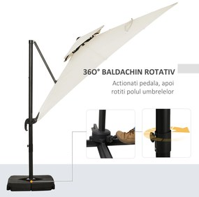 Outsunny Umbrelă de Grădină 2.7x2.7 m Reglabilă cu Bază și Husă Bej | Aosom Romania
