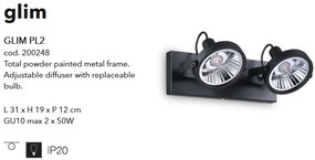 Aplica/ Plafoniera design modern GLIM PL2 NERO 200248