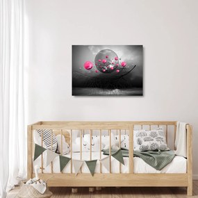 Tablou pe sticlă cu bile abstracte roz (70x50 cm)