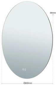 Oglinda baie cu iluminat LED dimabil IP44 FOCUS D-60cm