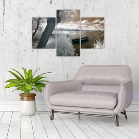 Tablou cu barca pe lac (90x60 cm)