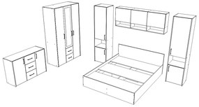 Set haaus V12, Pat 200 x 140 cm, Stejar Alb/Antracit