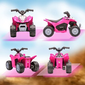 AIYAPLAY ATV Electric, Mini Motocicletă pentru Copii 18-36 Luni cu Lumini LED, Claxon și Pedale, 65,5x38,5x43,5 cm, Roz | Aosom Romania