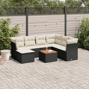 3223760 vidaXL Set mobilier de grădină cu perne, 8 piese, negru, poliratan