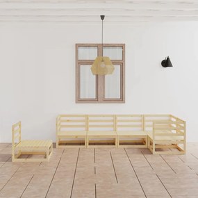 Set mobilier de gradina, 6 piese, lemn masiv de pin Maro, 1, nu