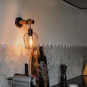 Aplică rustică neagră cu lemn - Stronk